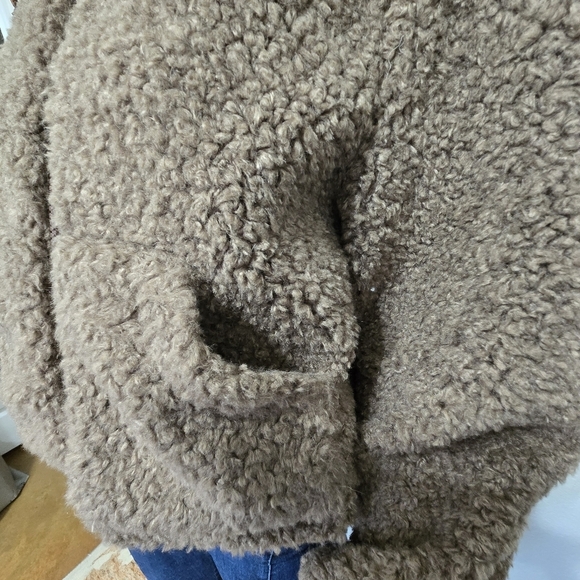 Lit Cozy Teddy Hooded Brown Jacket Size L - Picture 7 of 11